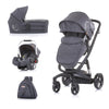 3u1 Kolica za bebe Chipolino Electra - Black/silver (Crna/srebrna)